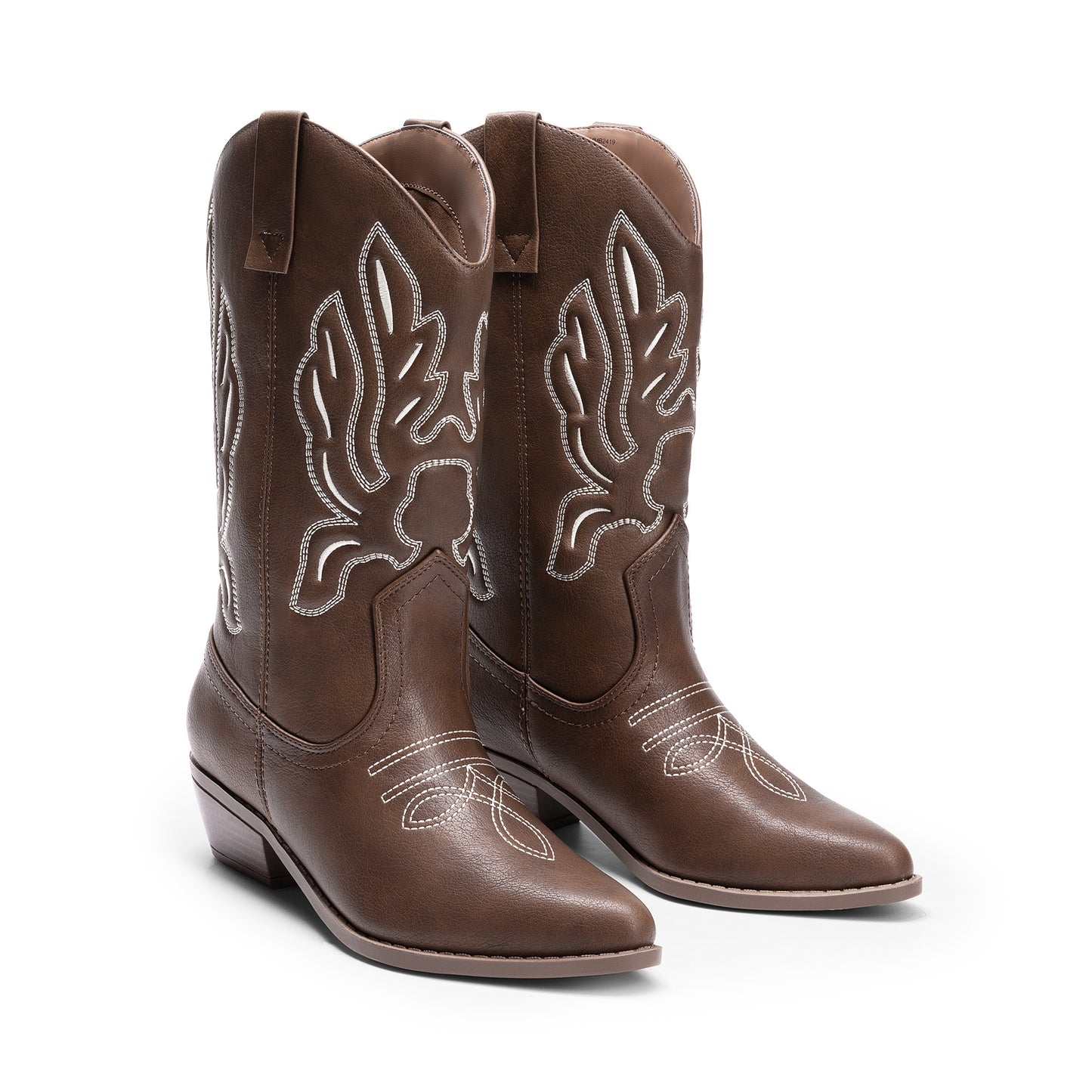Women's Cowboy Boots Mid Calf Cowgirl Boots Embroidery Stitched Western Boots