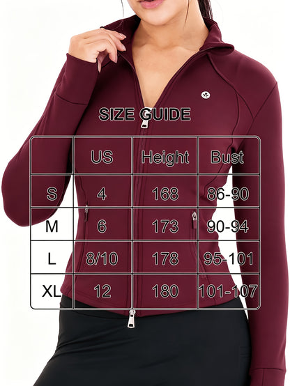 Workout Jackets for Women Full Zip Up Cropped Athletic Long Sleeve Lightweight Slim Fit Running Tops with Pockets