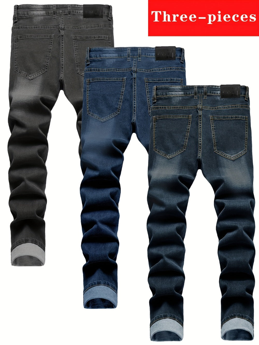 Men's 3-Pack Slim-Fit Stretch Jeans - Multi-Color Denim Value Set