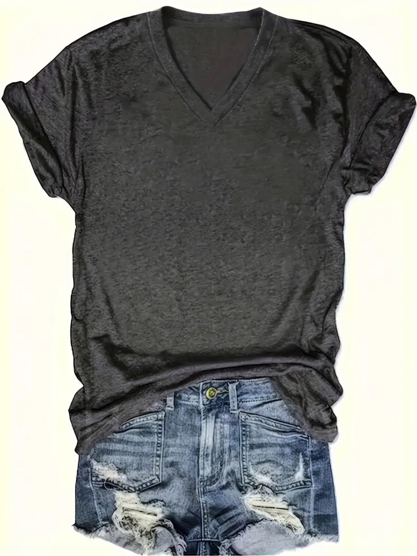Women's Orange Polyester V-Neck Oversized Top - product view 4