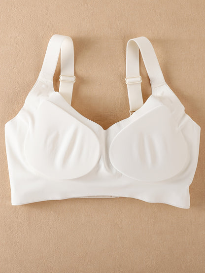 4pcs JOINBUY Women's Full Coverage Backless V-Neck Bras - Removable Pads & Suitable for Daily & Special Occasions, High Elasticity Seamless Support Bra with V-Neck Backless Design, Removable Cups, Moderate Lift Underwear (Solid Color)