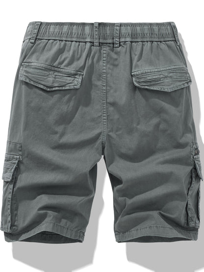 Men's Breathable Cotton Shorts with Multi-Pocket - Elastic Workwear Shorts Suitable for Outdoor,,, Casual Wear - Mid-Rise Pants with /Equipment Pockets