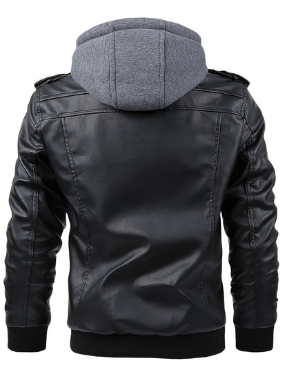 Men's Fashion Zipper Hooded Jacket Multi-Pockets - Great for Spring Outdoor Cycling, Street Cycling