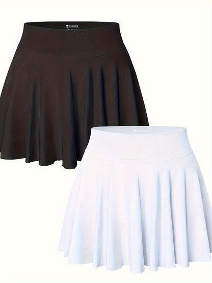 Ladies' Two-Piece Skirts Featuring a 2-In-1 Design, Flowy And Cheeky Short Styles, Stretchy Flared Casual Mini Skirts for Women'S Fashion Bottoms