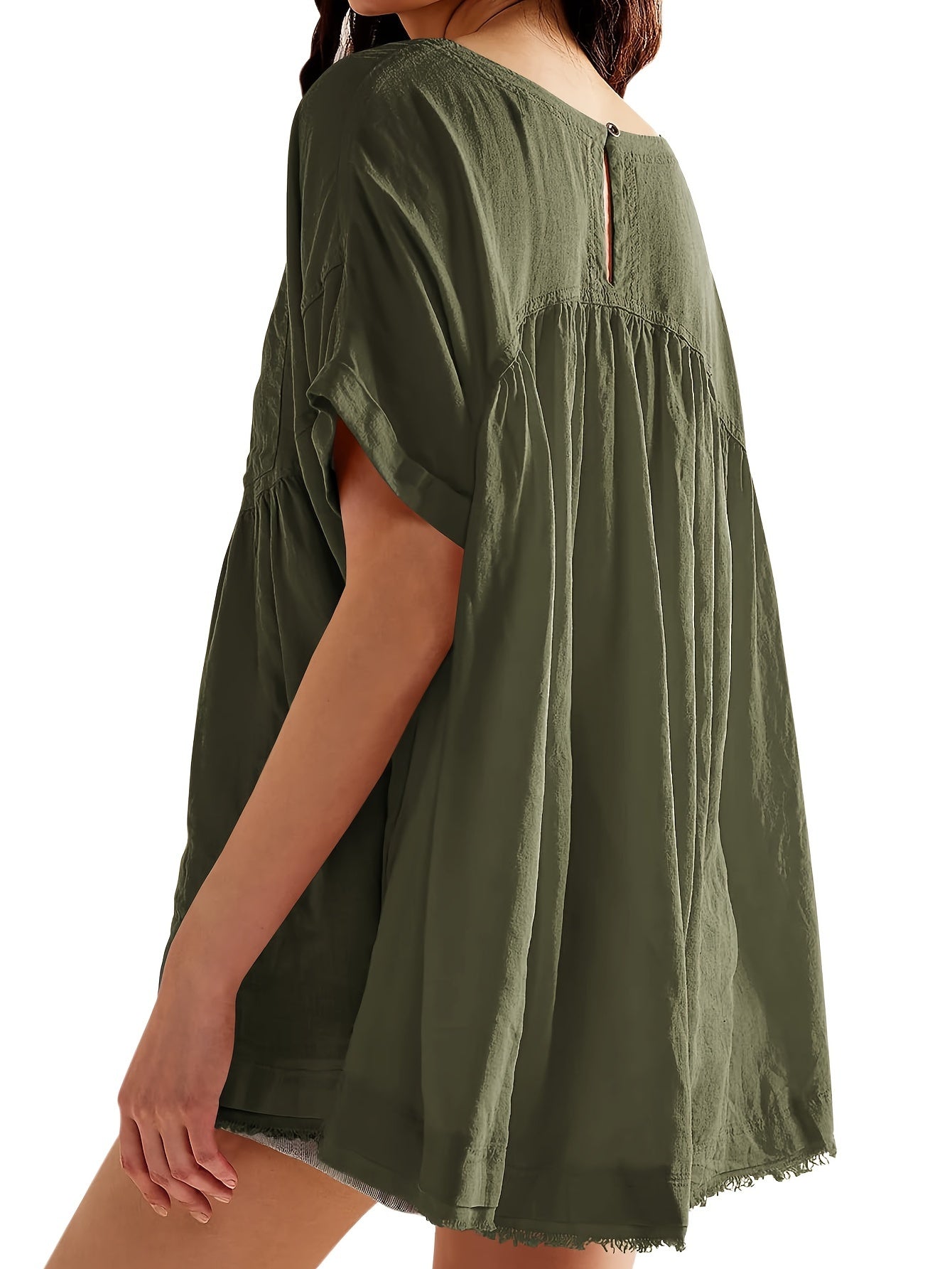 Women's Beige Oversized Short-Sleeve Shirt - product view 28