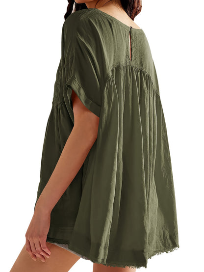 Women's Beige Oversized Short-Sleeve Shirt - product view 28