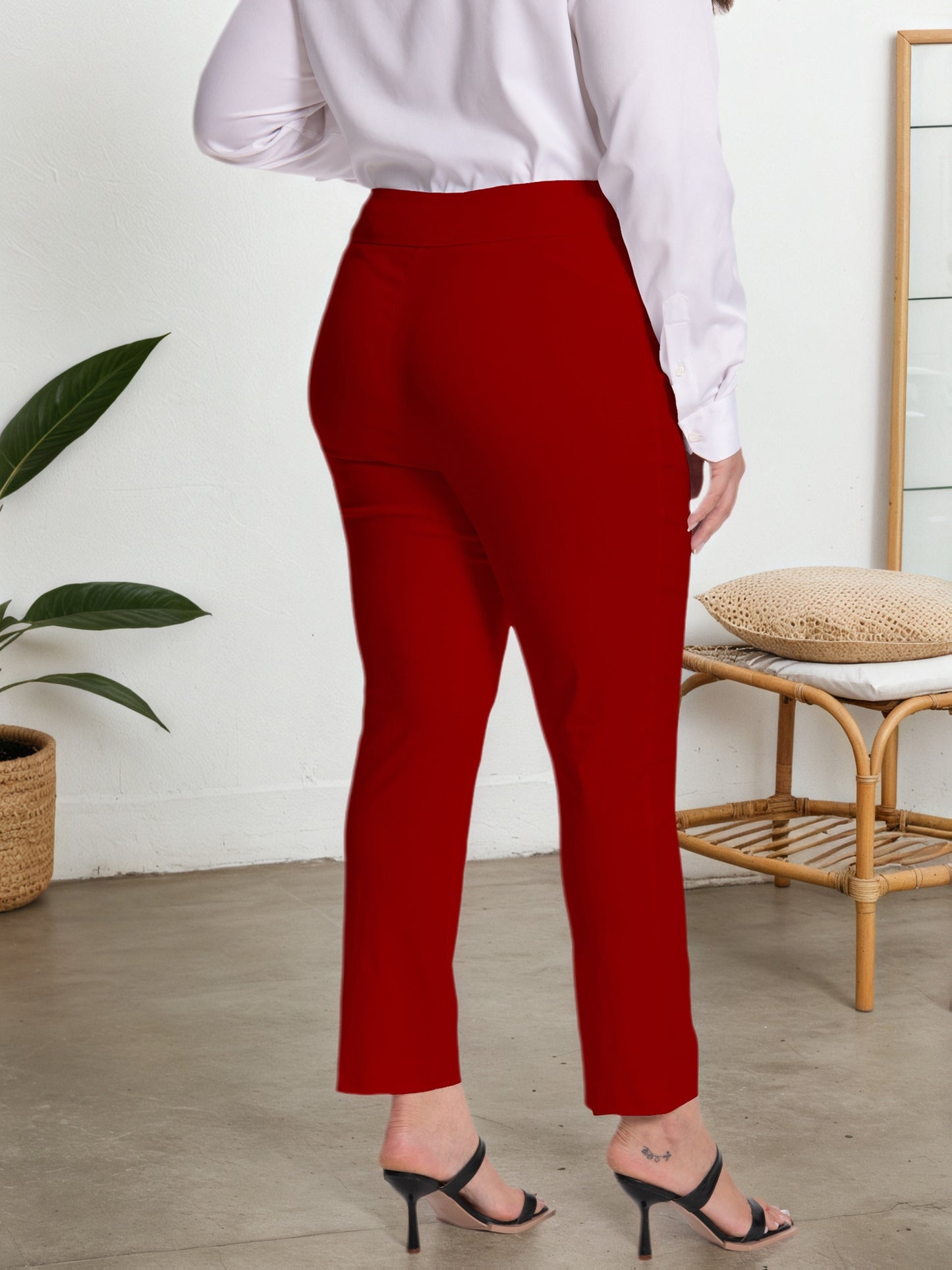 Plus Size - Plus Size - Women Pull on Pant with Silver During Super Stretch Soft Millennium Fabric to Work Ankle Pant