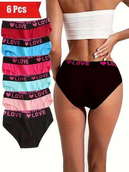 6 Seamless Letter Printed Color Blocked Triangle Pants, Sexy, Comfortable, Breathable And Elastic Underwear, Women's Underwear And Underwear