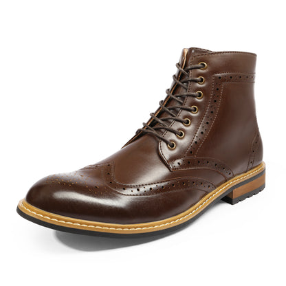 Men's Dress Ankle Motorcycle Boots Wingtip Lined Derby Oxfords