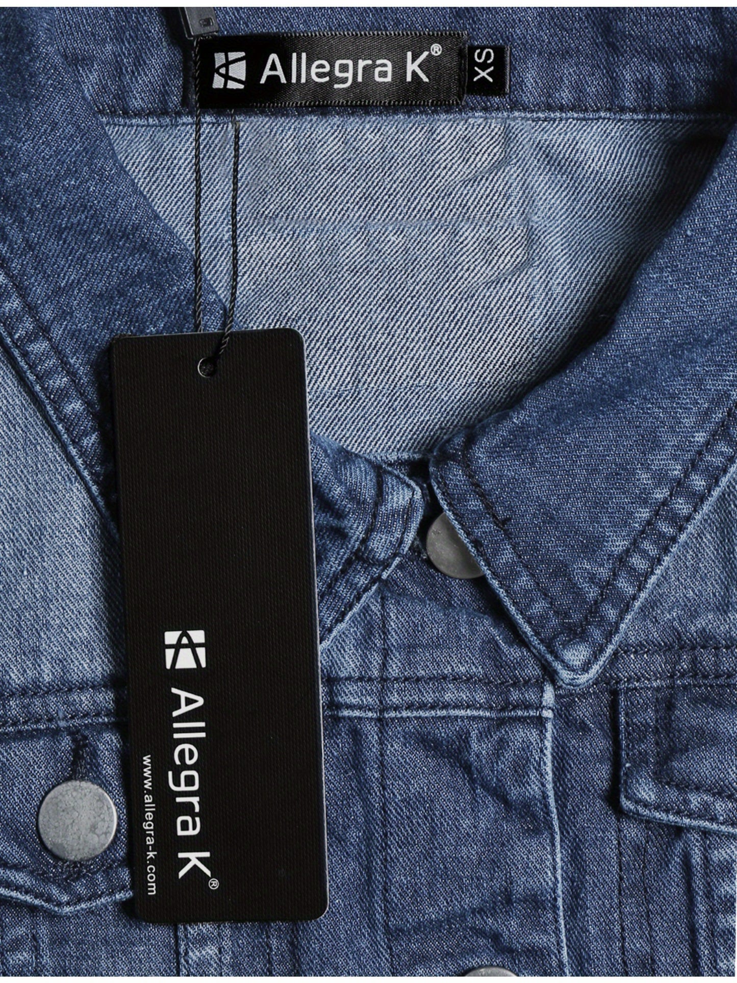 Women's Buttoned Washed Denim Vest Jacket W Chest Flap Pockets