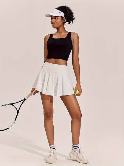 Women 2pcs Skirts 2in 1 Flowy Cheeky Short Skirts Stretchy Flared Casual  Skirts Womenswear Bottom