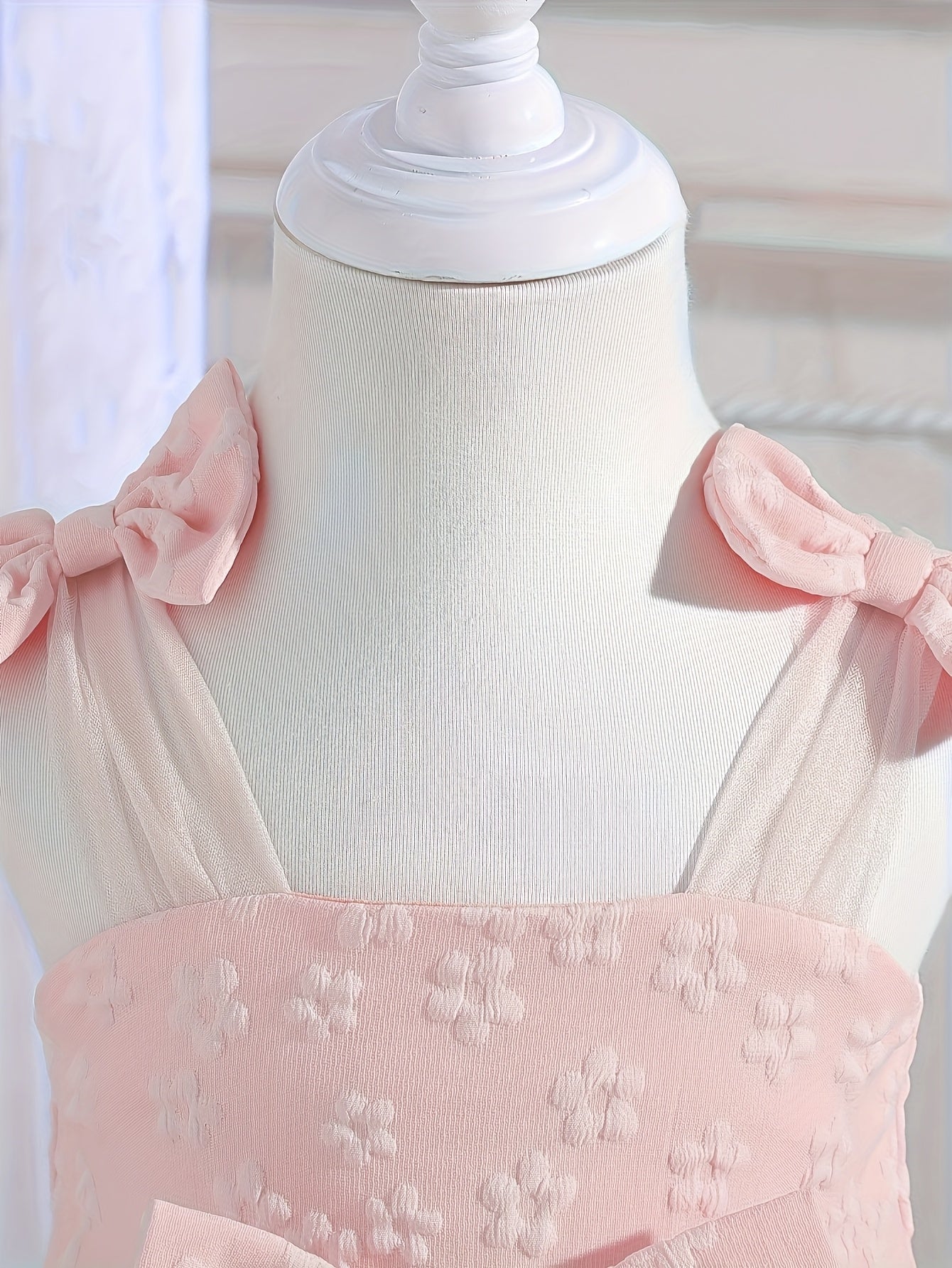 Girls' Clothing, School Season Gifts, Cute Girls' Dresses, Summer Lightweight Net-sheen Dresses, Bow Decoration Dresses, Versatile Fashionable High-end Style, Suitable for Parties And Wedding Seasons, Girls' Princess Dresses, Valentine's Day Gifts