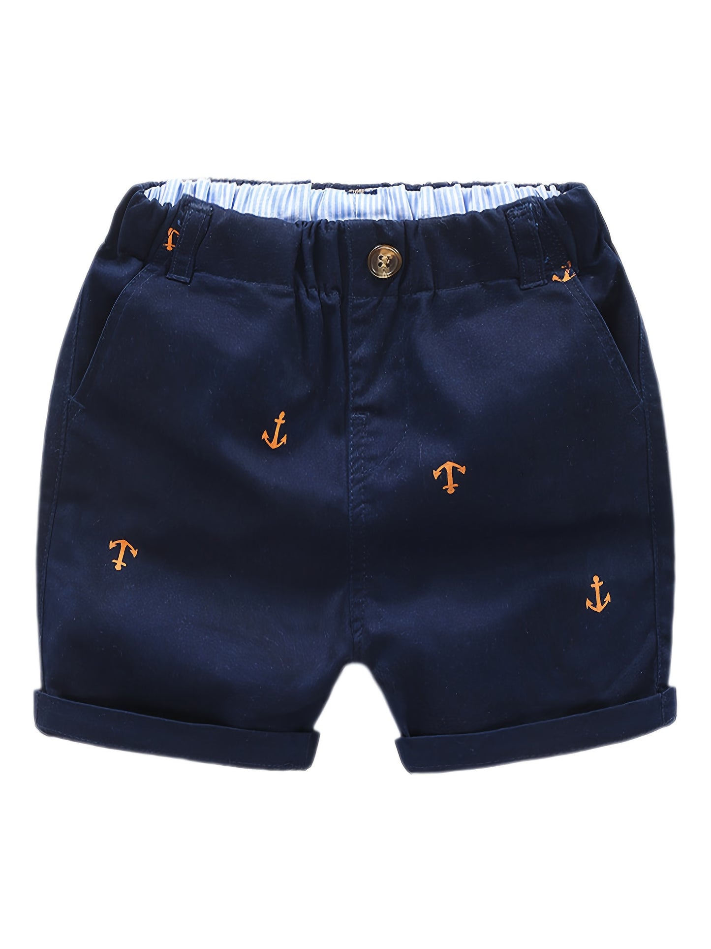 2-Pack Toddler Boys' Athletic Shorts With Pockets - Pull-On Design Active Adorable Anchor-Print, Soft And Breathable Casual Summer Shorts For Kids 1-7 Years, for Outdoor