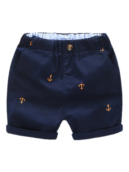 2-Pack Toddler Boys' Athletic Shorts With Pockets - Pull-On Design Active Adorable Anchor-Print, Soft And Breathable Casual Summer Shorts For Kids 1-7 Years, for Outdoor