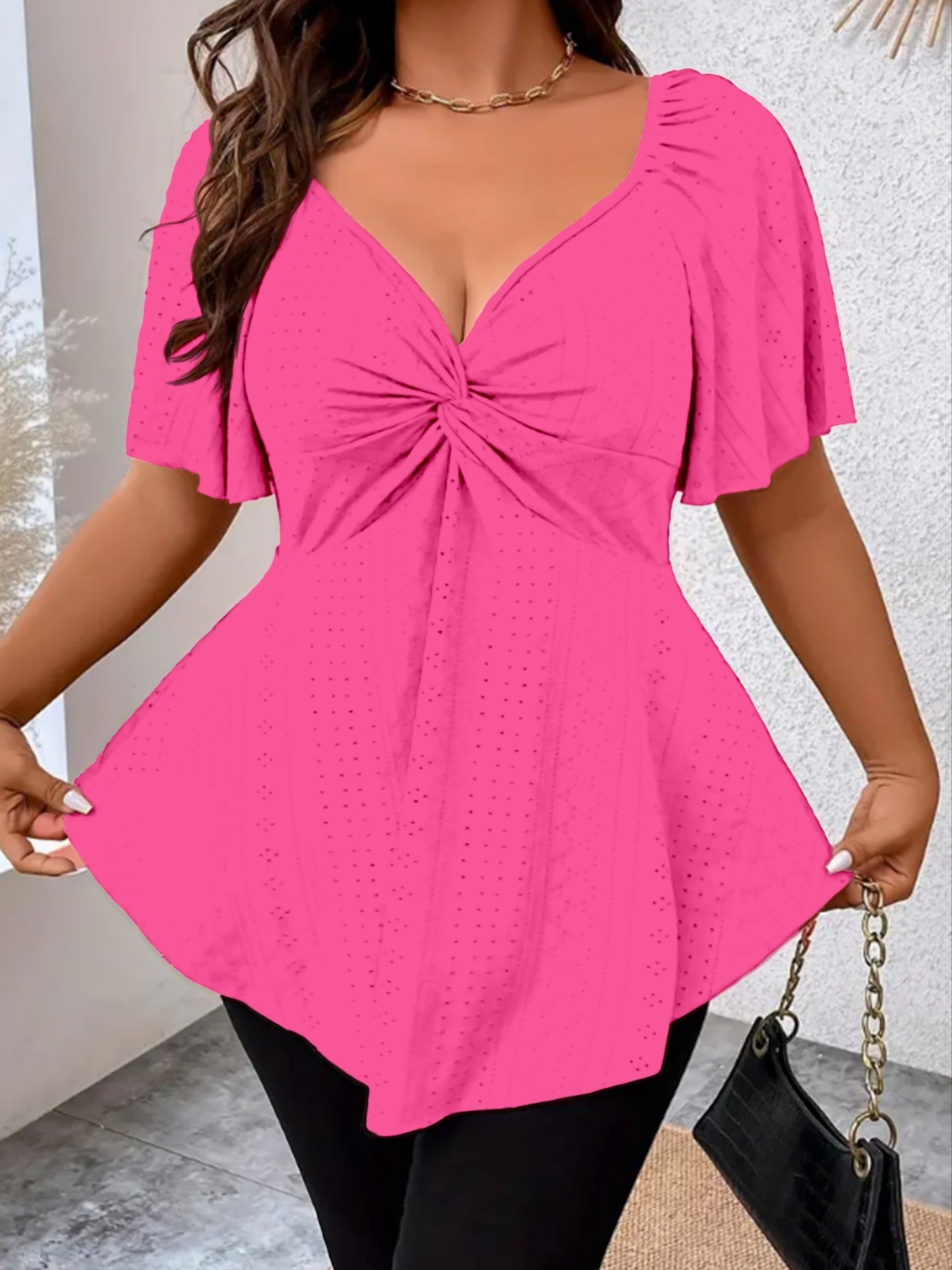 Rose Red V-Neck T-Shirt - product view 9