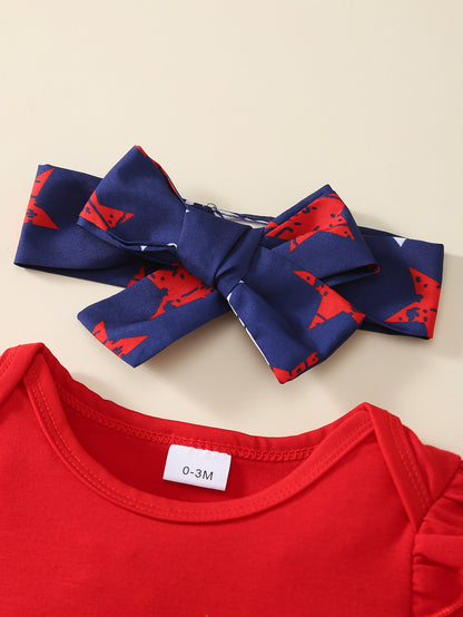 Girl Baby 4th of July Independence Day Outfit; Baby Girl Onesie and Romper Set Holiday Limited Edition, as a Gift, Perfect for Outdoor
