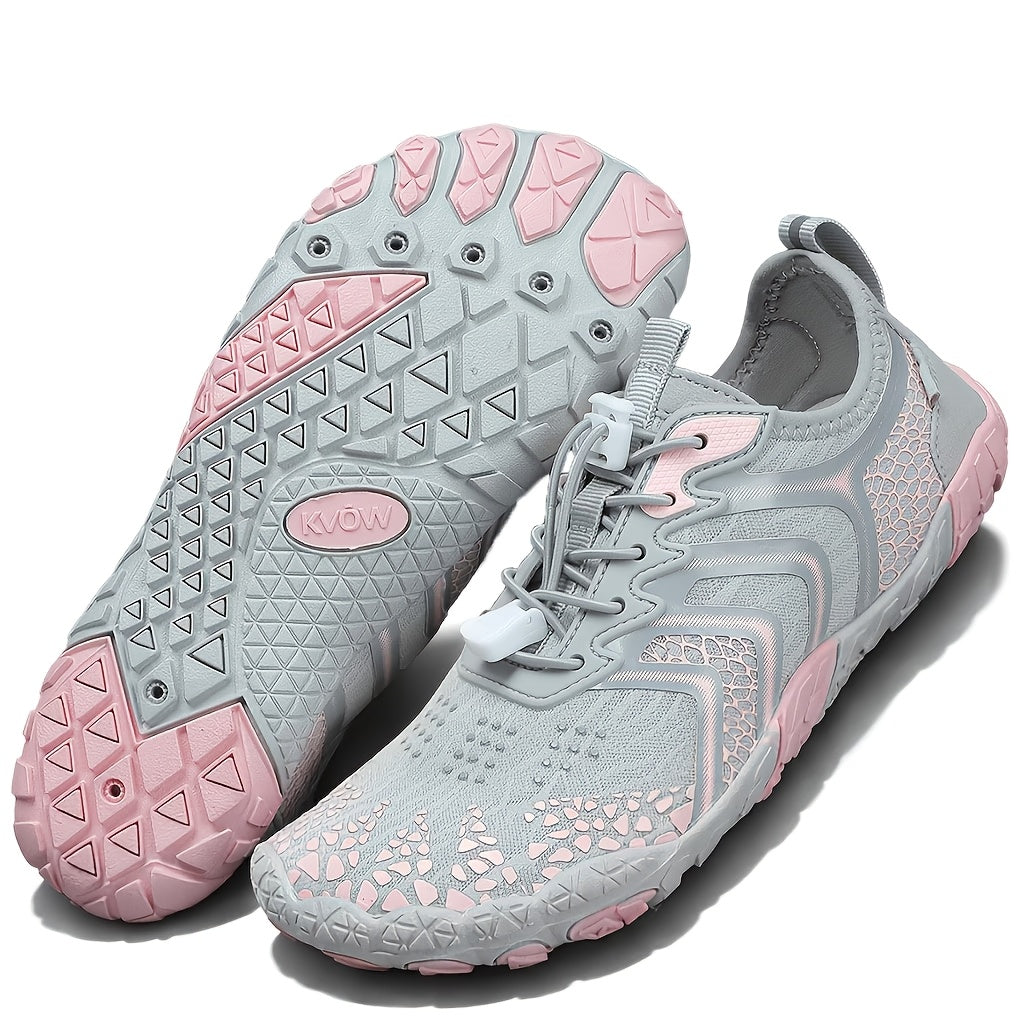 Women's Sneakers: Quick-Dry Lightweight Wading Shoe, Breathable Striped Aqua Shoes for All-Season Outdoor Lace Up Casual Shoes, Breathable Fabric Beach Shoes, Fitness Sneakers Water Shoes for Women