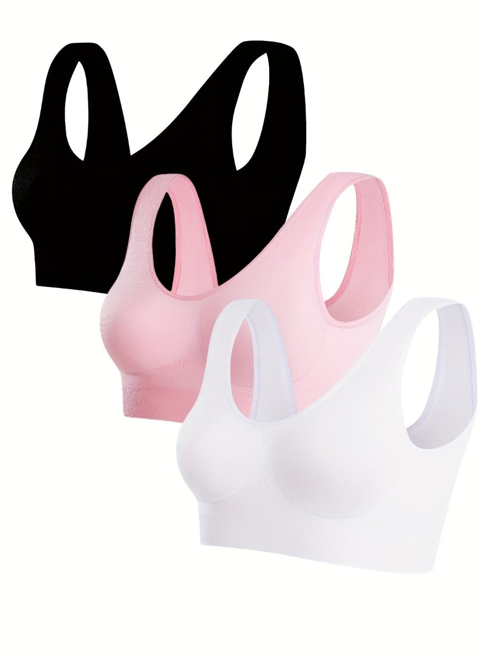 Women's Sports Bra - 3-Pack Ribbed, Soft Support