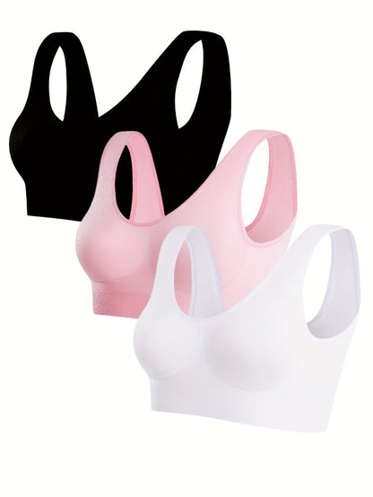 Women's Sports Bra - 3-Pack Ribbed, Soft Support
