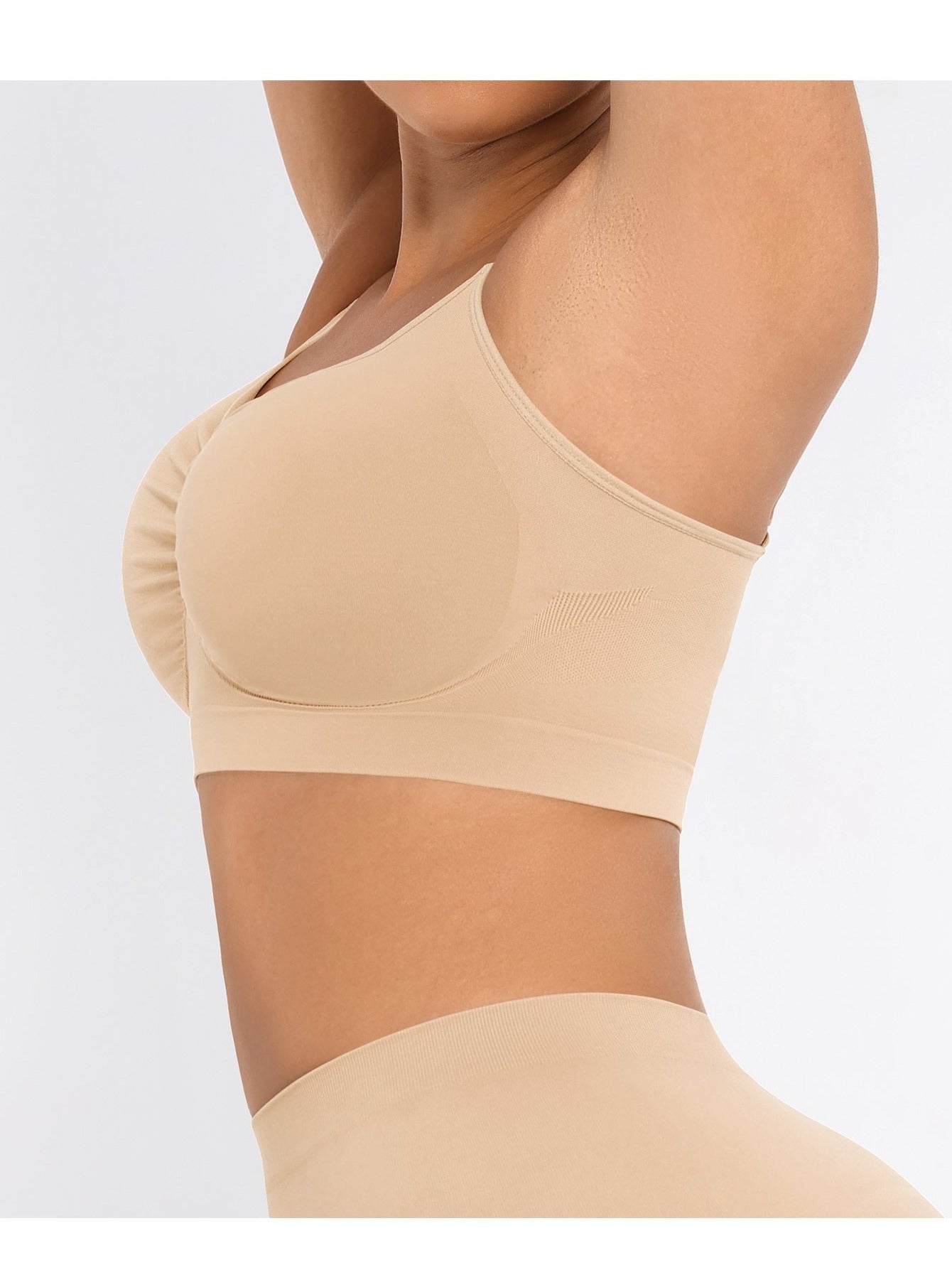 Plus Breathable High-Stretch Sports Bra with Pads - Wireless Mesh Women's Seamless Yoga & Running Top - Solid Color Activewear