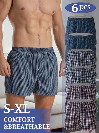 Men'S Plaid Boxer Shorts Made from, Available in a Pc of Six Underwear Boxer Shorts