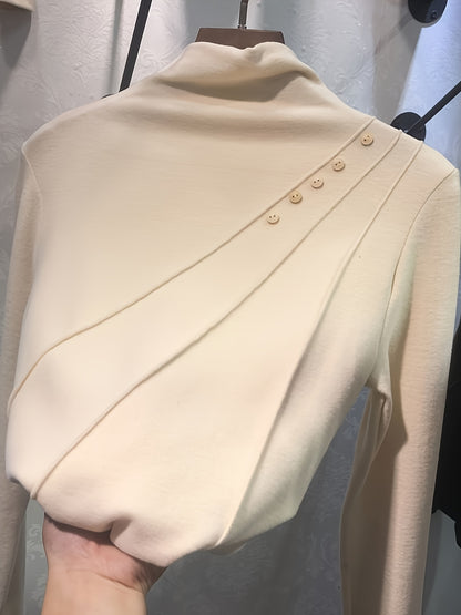 2024 Autumn/Winter New Half High Collar Double Sided Velvet Bottom Shirt for Women, Tailored And Versatile, Fashionable And Stylish Mid Neck T-shirt, Warm Top