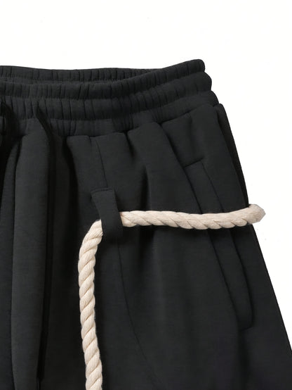 Men's Baggy Wide Leg Sweatpants with Drawstring Elastic Waist Casual Loose Fit Blend Track Pants with Pockets