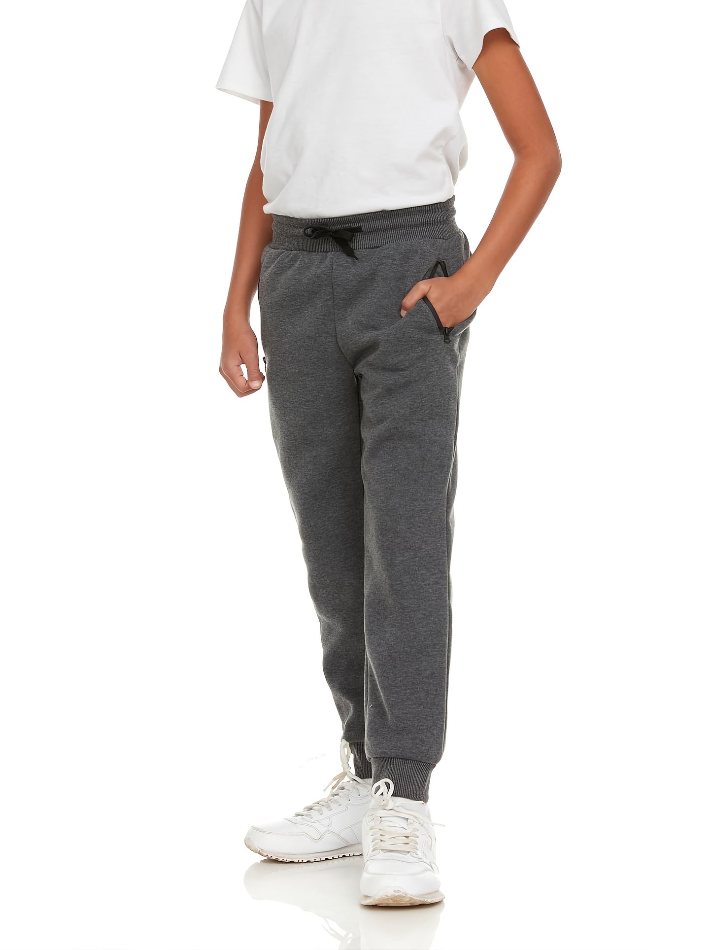 3Pk Boys Sweatpants Athletic Workout Kids Clothes Boys Joggers Pants with Zipper Pocket And Drawstring Size 4-20, Perfect for Outdoor
