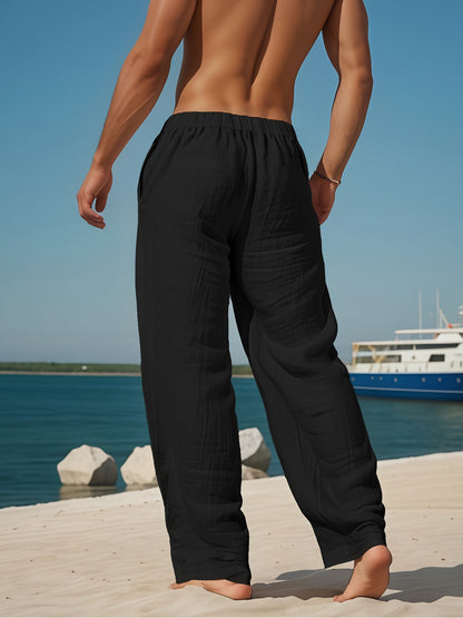 Men'S Washed And Vintage-Style Fabric Casual Straight-Leg Tapered Trousers, Suitable for Everyday Fitness And Outdoor Wear