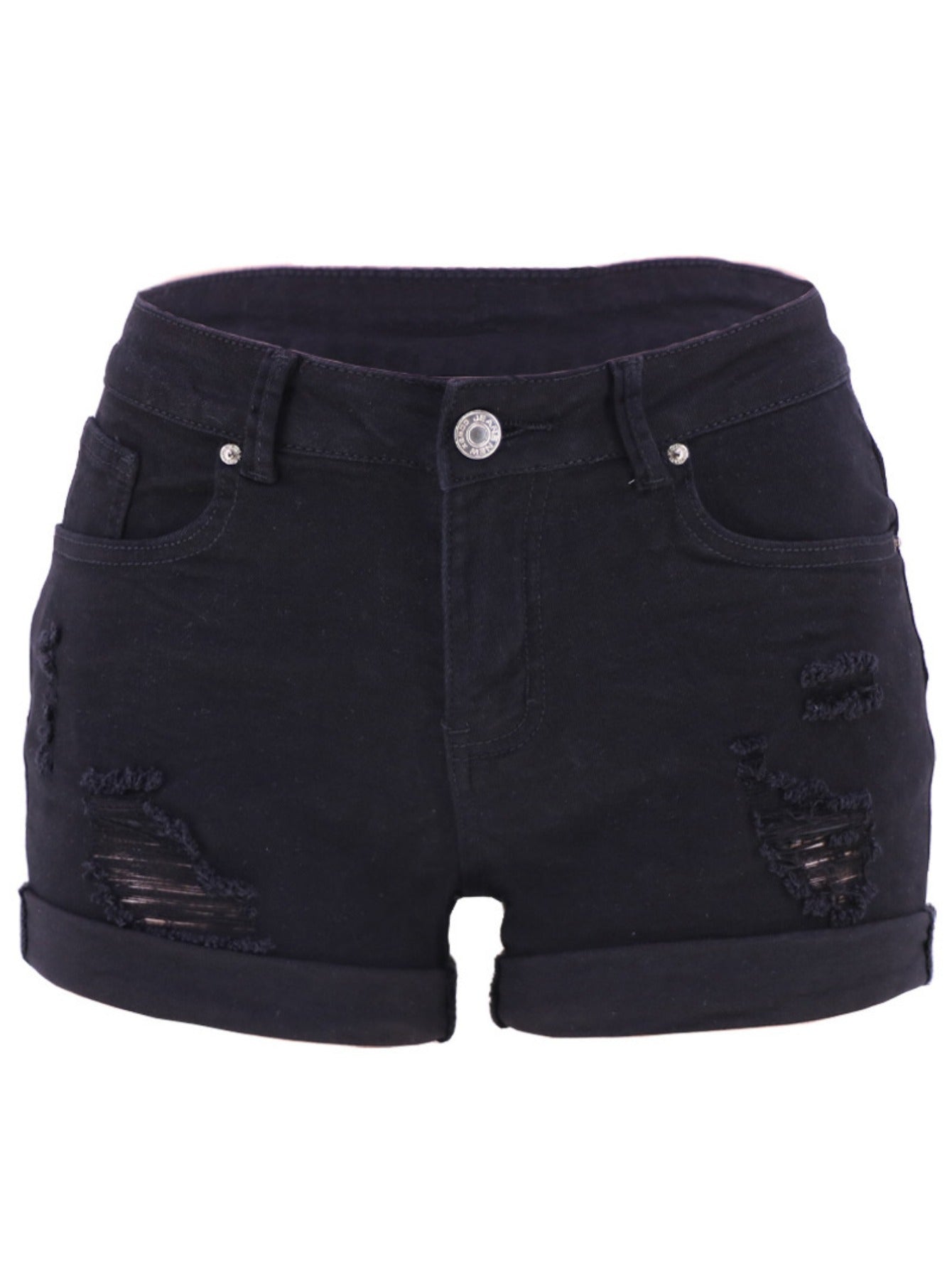 2025 Distressed Low Rise Denim Shorts: European Style Turn-Up Hem, Y2K Trendy, Spring Break Ready!