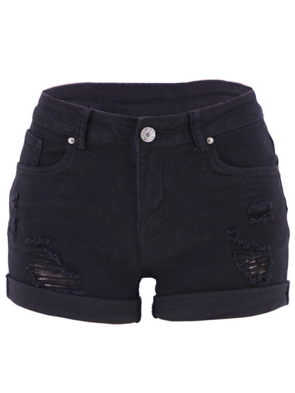 2025 Distressed Low Rise Denim Shorts: European Style Turn-Up Hem, Y2K Trendy, Spring Break Ready!