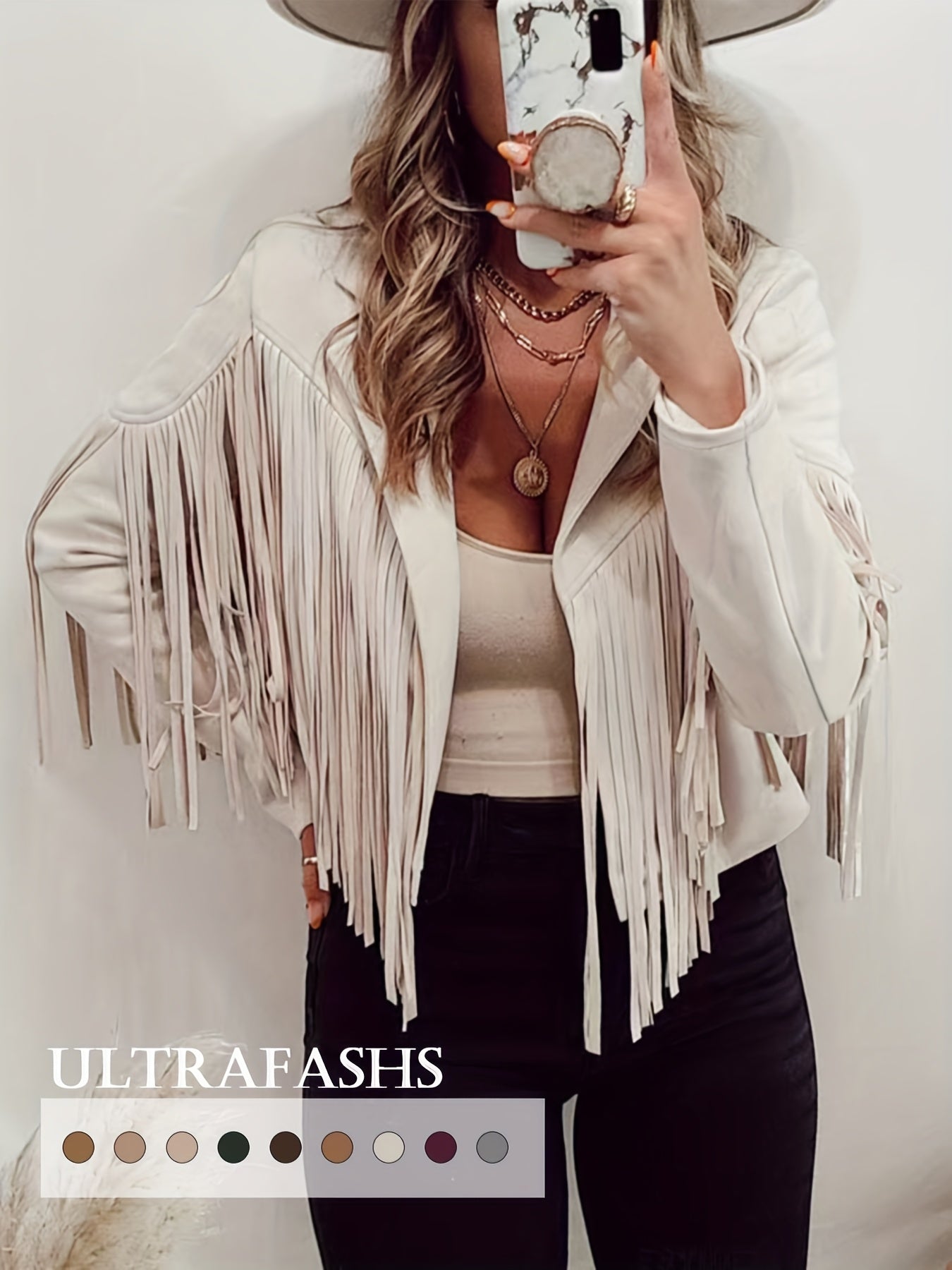 Faux Jacket Women Tassel Motorcycle Fringe Cropped Coats 2026 Spring Western Outfit Trendy Fall Long Sleeve Cowgirl Outfits Cardigan Jackets