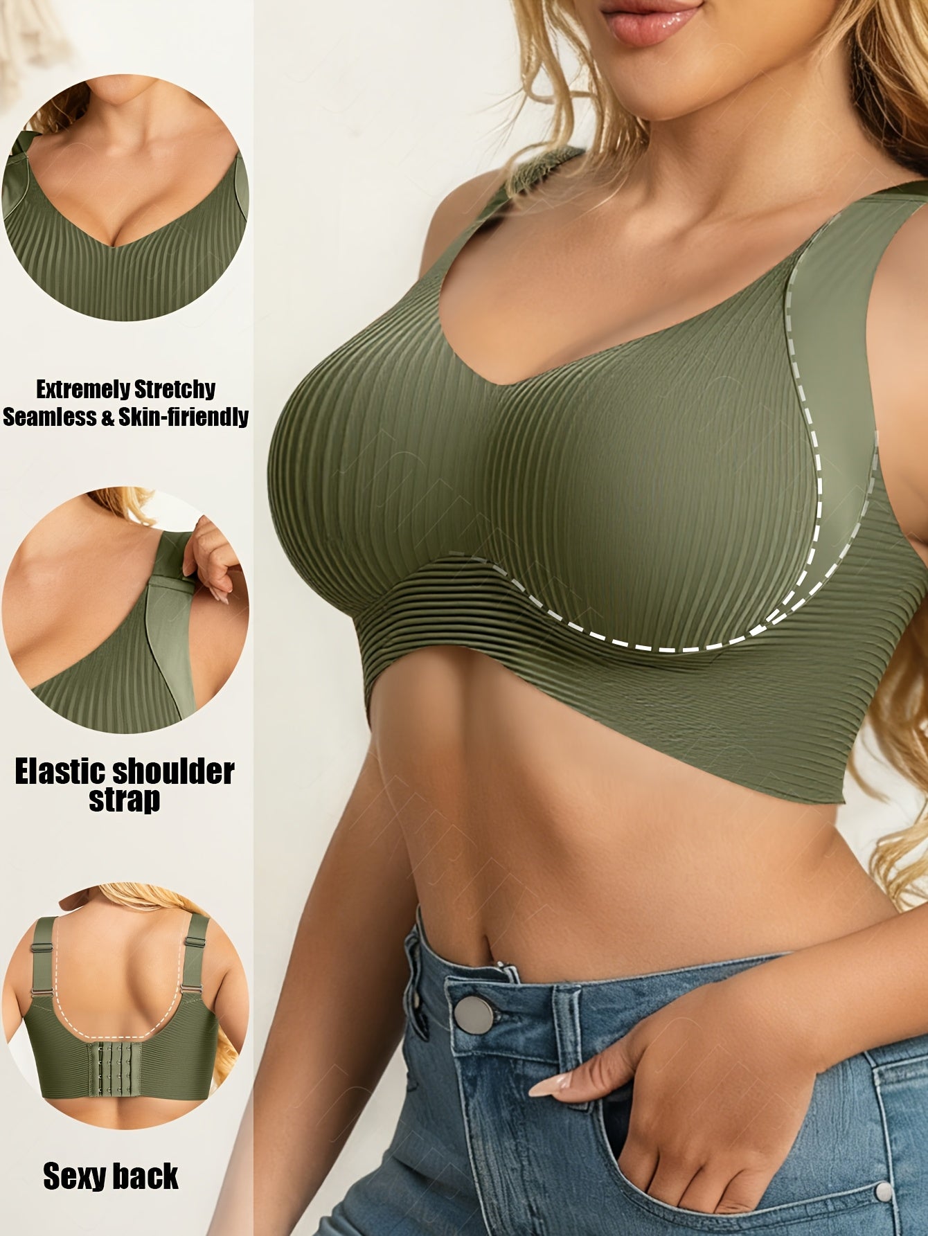 Women's Mixed colors Knit V-Neck Bra - product view 12