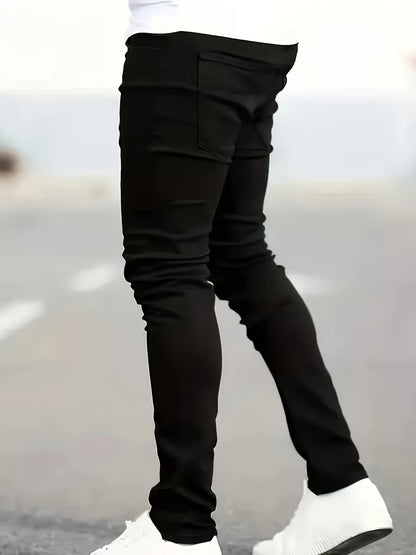 Men's Skinny Jeans - Black Denim Clean Finish