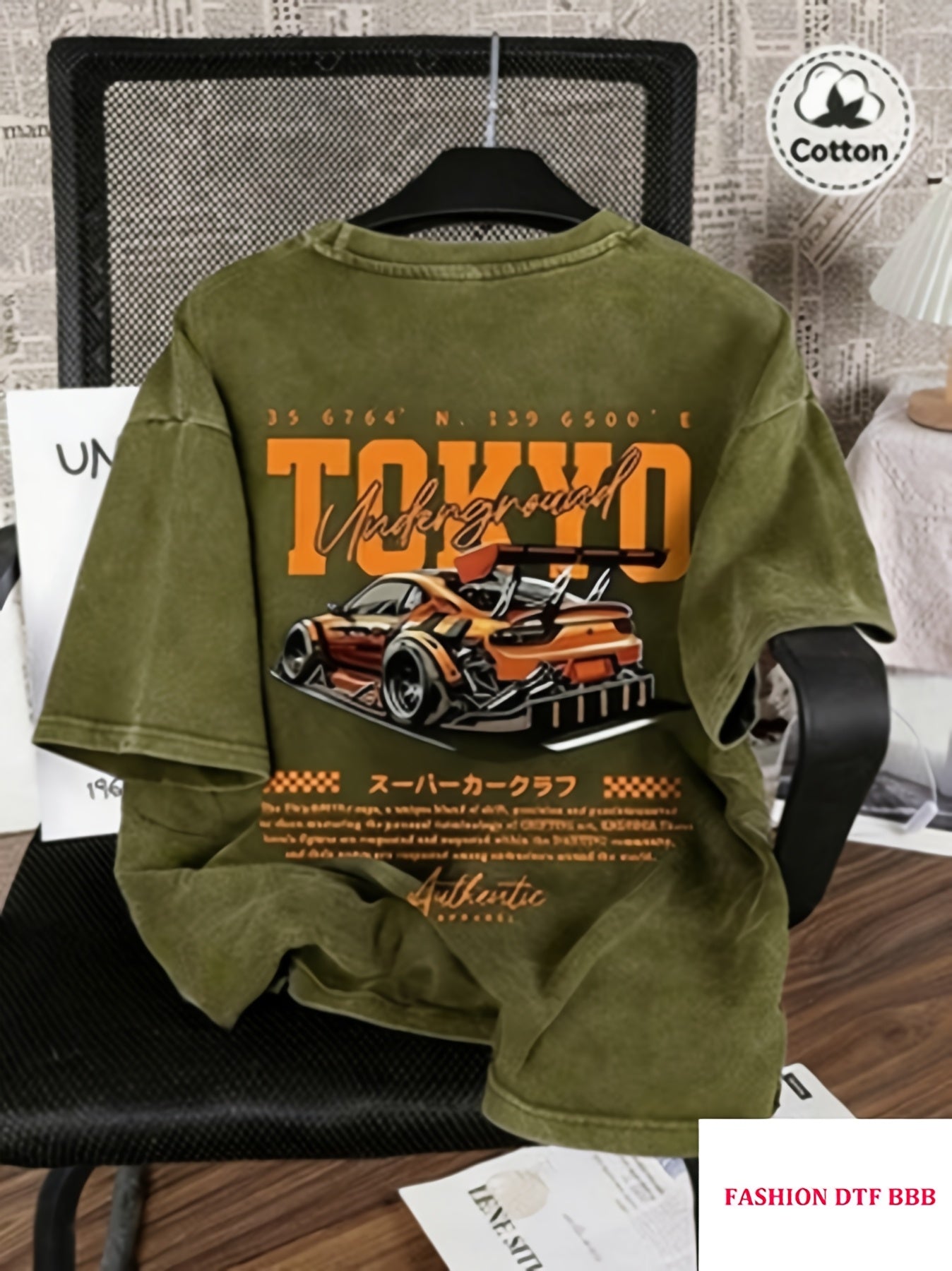 Spring And Summer Racing Pattern Men'S T-Shirt Top, Micro Elastic Fit, Washed with Water to Make Old, Breathable Black Round Neck Short Sleeved T-Shirt, Daily Casual Street T-Shirt Top