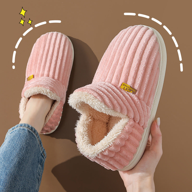 1 pcs Fashionable plush slippers, men's and women's winter indoor fluffy warm plush home slippers, outdoor plush soft fur slippers