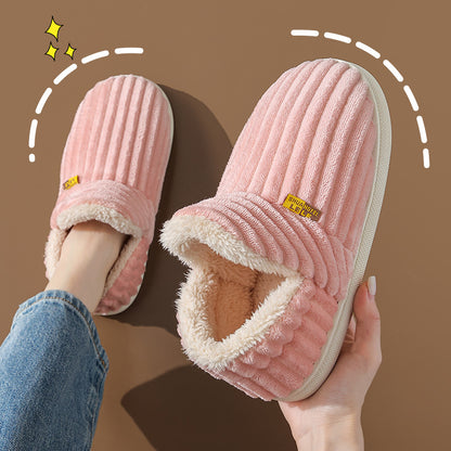 1 pcs Fashionable plush slippers, men's and women's winter indoor fluffy warm plush home slippers, outdoor plush soft fur slippers