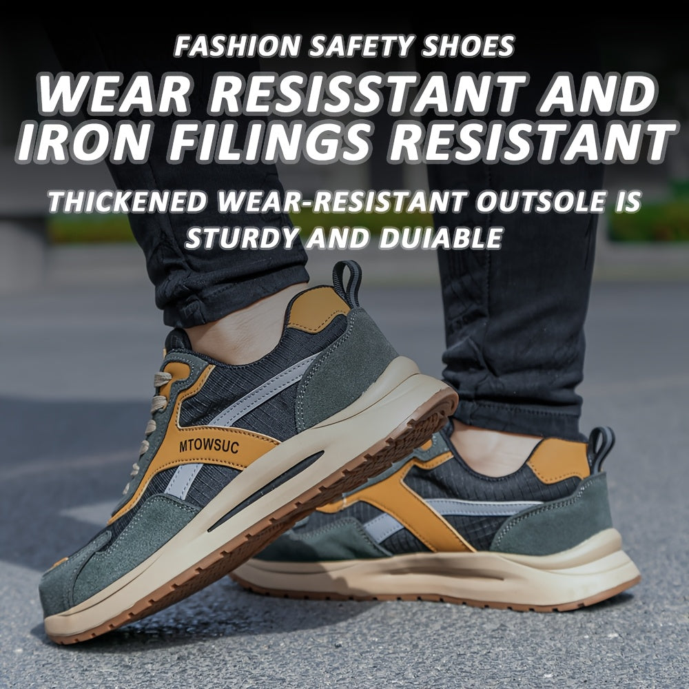 Men's Work Safety Shoes - Low-cut Design with Steel Toe Protection - Impact And Puncture Resistant, Slip-resistant Rubber Sole, Kevlar Reinforcement. Suitable for Construction, Factory, Warehouse Operations, Industrial Environments And Outdoor Labor.