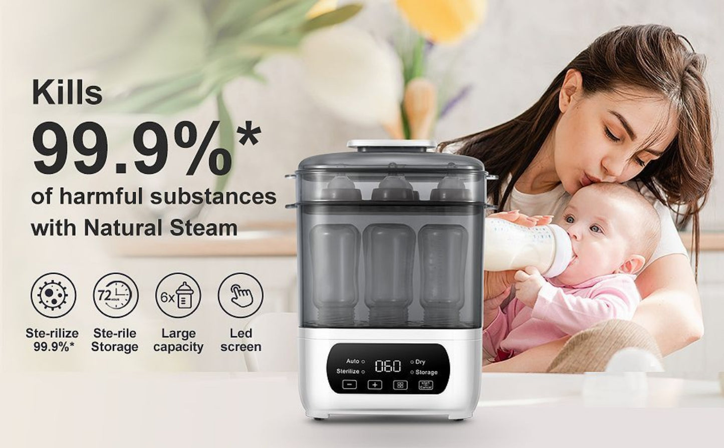 Bottle Sterilizer - Electric Steamer Dryer 4-in-1