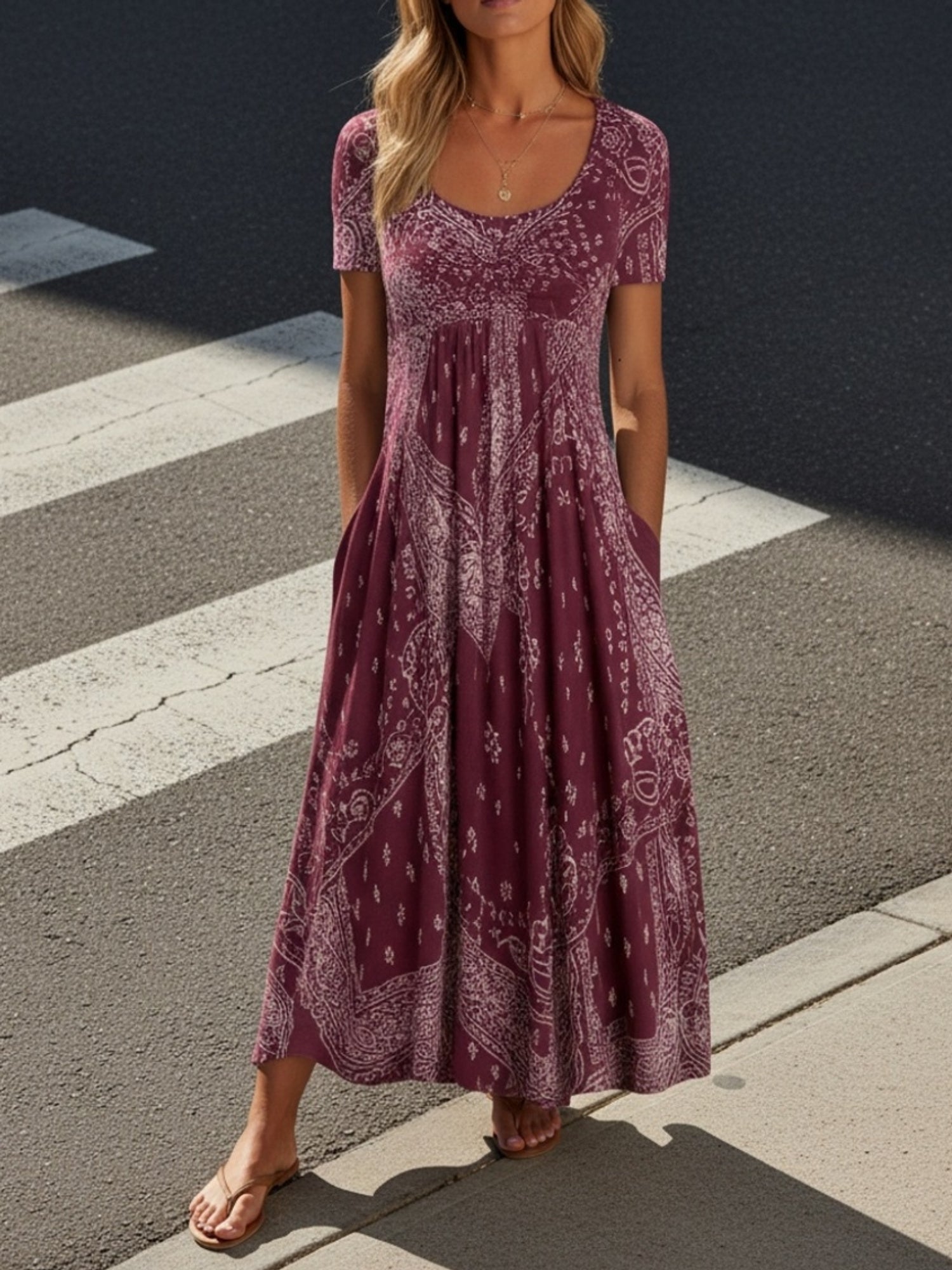 Women's Pale Pinkish Gray Floral Printed Maxi Dress - product view 7