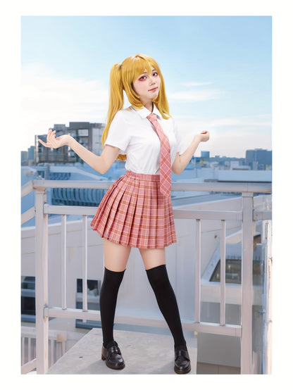 [Japanese Uniform Outfit] 5pcs Japanese Uniform Outfit - Women's Plaid Bow Tie for Christmas