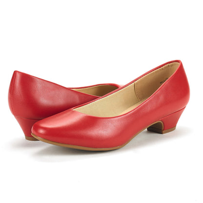 Women' Classic Mila Pumps Comfort Low Chunky Heel Pump Shoes Dress Shoes