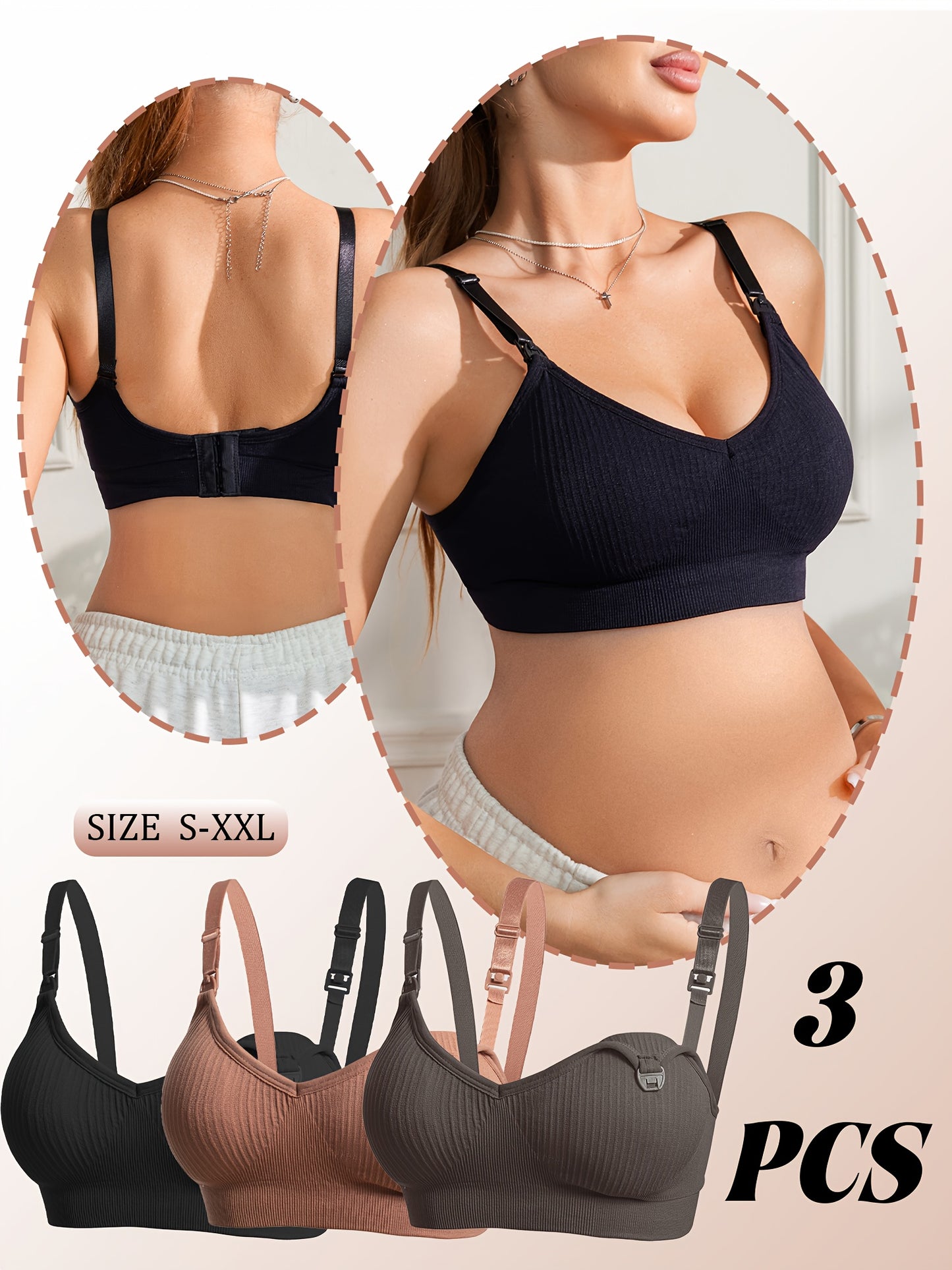 [Selected 3pcs Set] Comfortable Bandeau Bra for Women Tube Top Style with Ribbed Fabric And Elastic Support Perfect for Daily Wear Seamless Bandeau Bra for Women Strapless Wireless Tube Top with Removable Pads Super Stretchy And Soft Fit