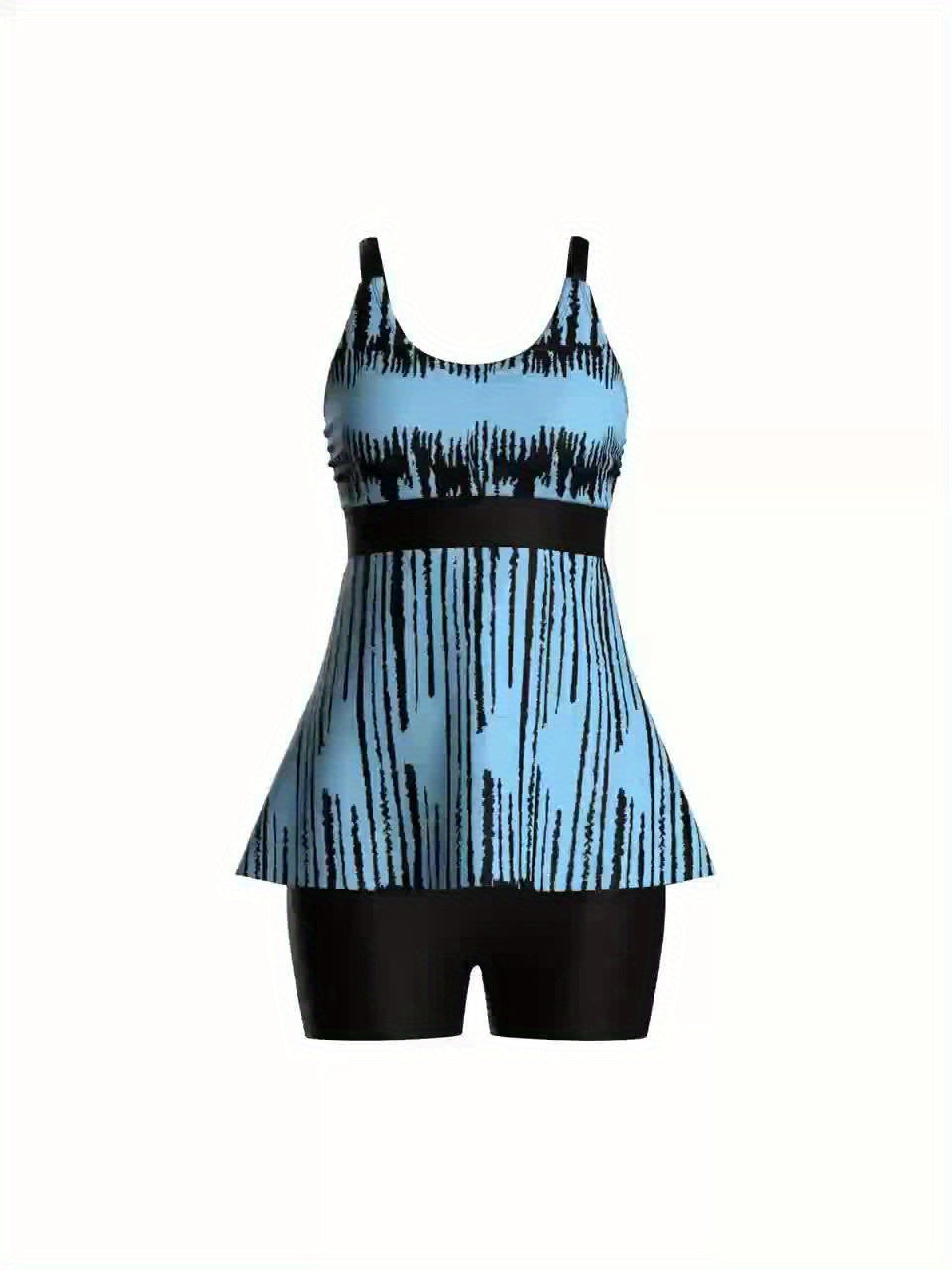 European And American New Split Swimsuit Vest Conservative Swimsuit Two-piece Set Swimsuit Printed Hot Spring Vacation