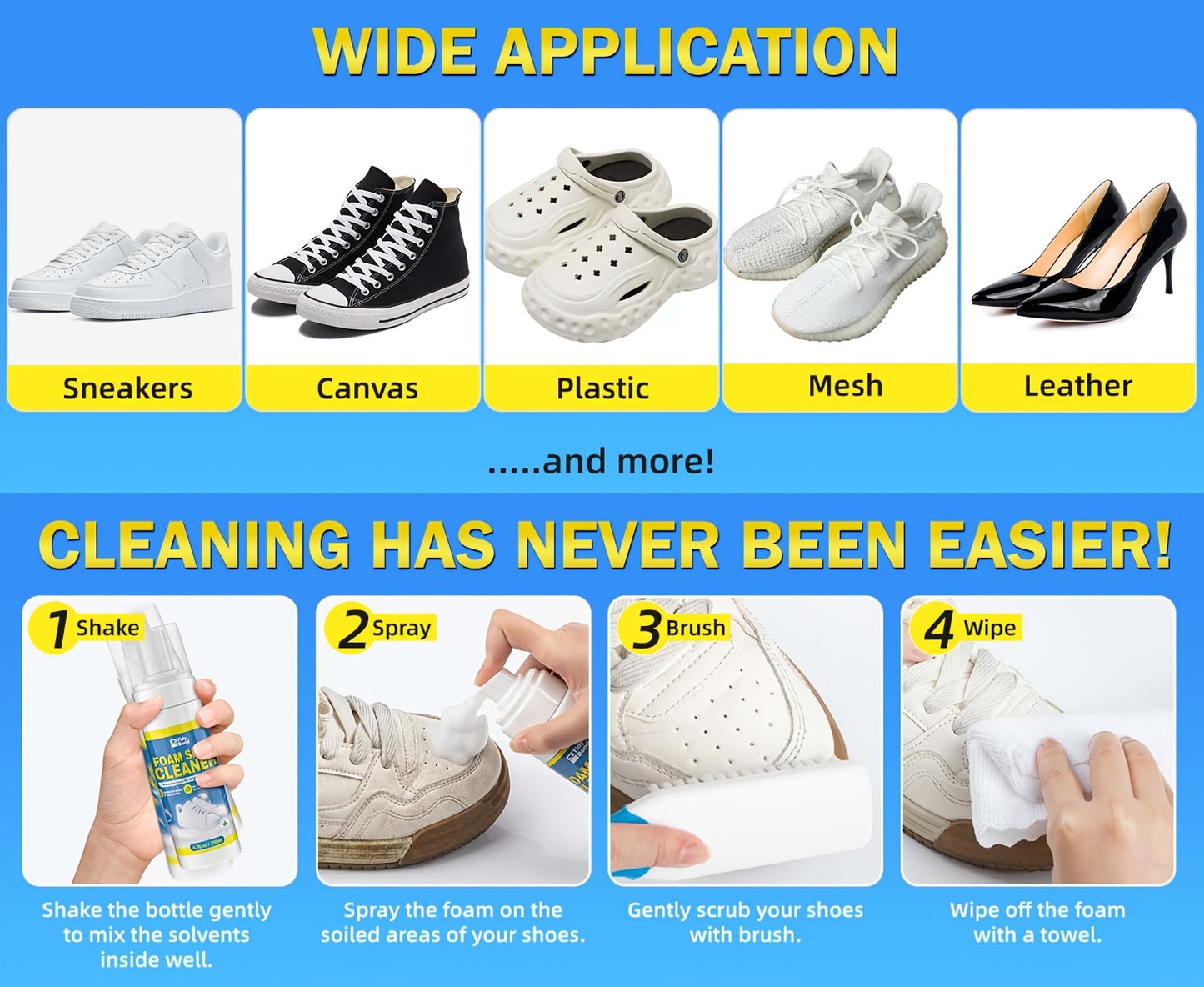 White Shoe Cleaner Kit, Deep Cleaning Sole And Sneaker Cleaner for Sneakers, Tennis Shoes, Leather, Canvas, Rubber And More