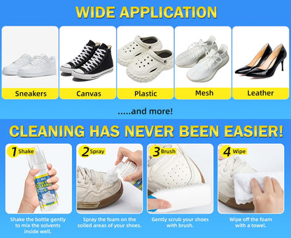 White Shoe Cleaner Kit, Deep Cleaning Sole And Sneaker Cleaner for Sneakers, Tennis Shoes, Leather, Canvas, Rubber And More