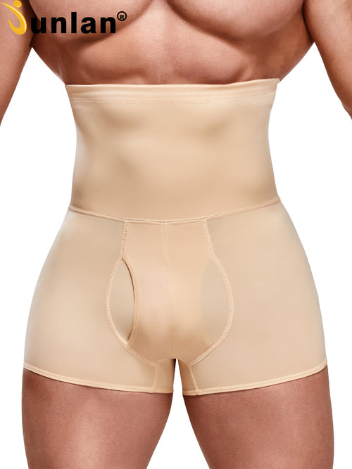 Men' High Waist Tummy Control Shorts - Seamless Slimming Underwear with Belly Girdle, Tight-Fit Boxer Briefs Suitable for Gym, Postpartum & Casual Attire, Non- Body Shaper Shorts