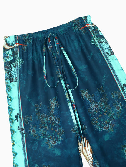 Women's casual sportswear shirt two-piece set, holiday printed casual set