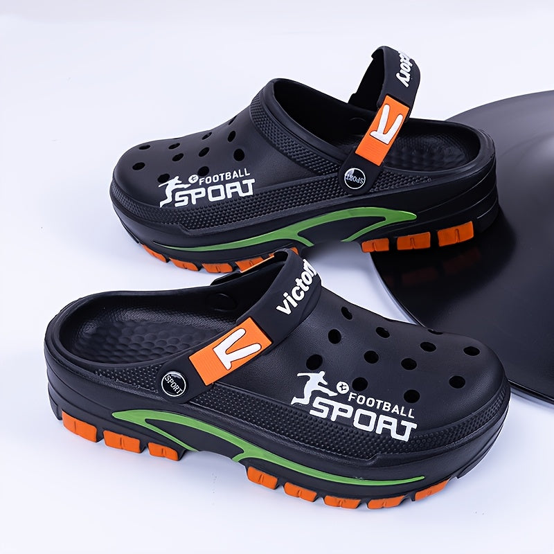 Men'S Breathable EVA Clogs, Available In Black/grey, Non-slip Beach Shoes For Spring And Summer