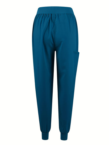 [Breathable Scrubs Set] Scrubs Top And Pants Unisex Breathable Quick Drying Scrubs Uniform Women And Man Scrubs Set V-Neck Top T-Shirt And Tapered Leg Jogger With Drawstring Nursing Uniforms Set Suitable For Pet Hospitals, Dental Clinics, Nursing Work, Et